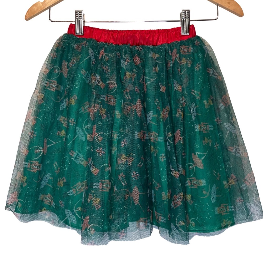 Bonnie Jean Kids Girls Green‎ Nutcracker Print Tulle Tutu Skirt Size 7 Christmas